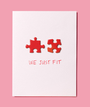 DIY puzzle pieces valentines day card
