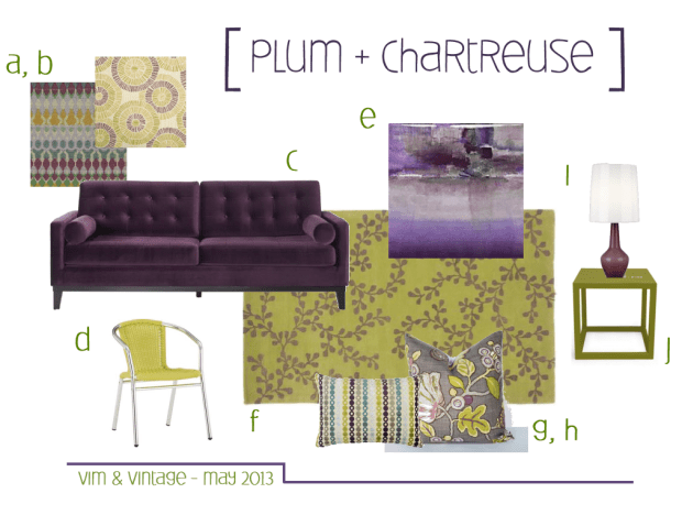 plum and chartreuse inspiration board