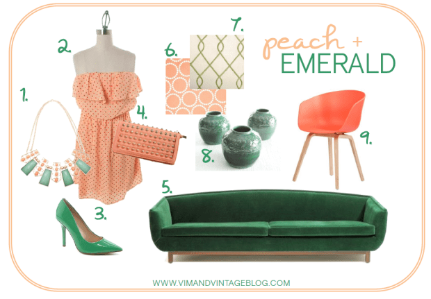 peach and emerald inspiration board