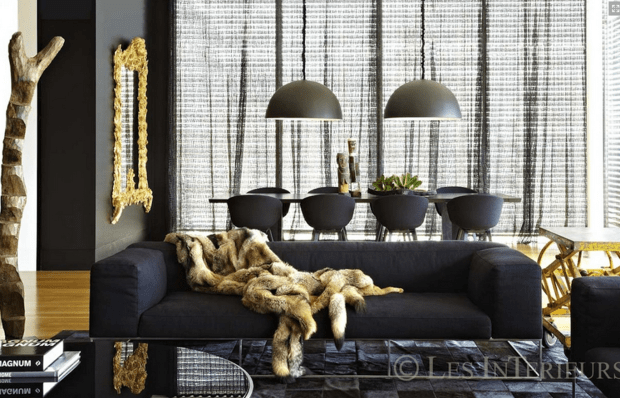 charcoal & gold living area