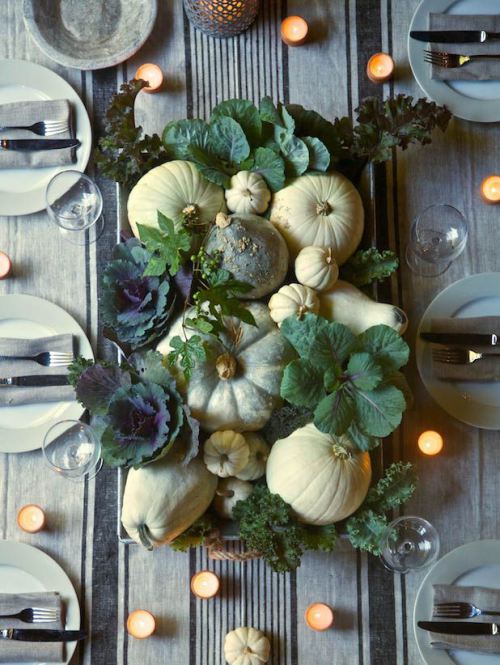 Pumpkins and Greenery Table Setting