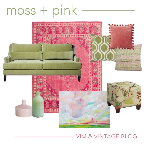 moss green and pink color story